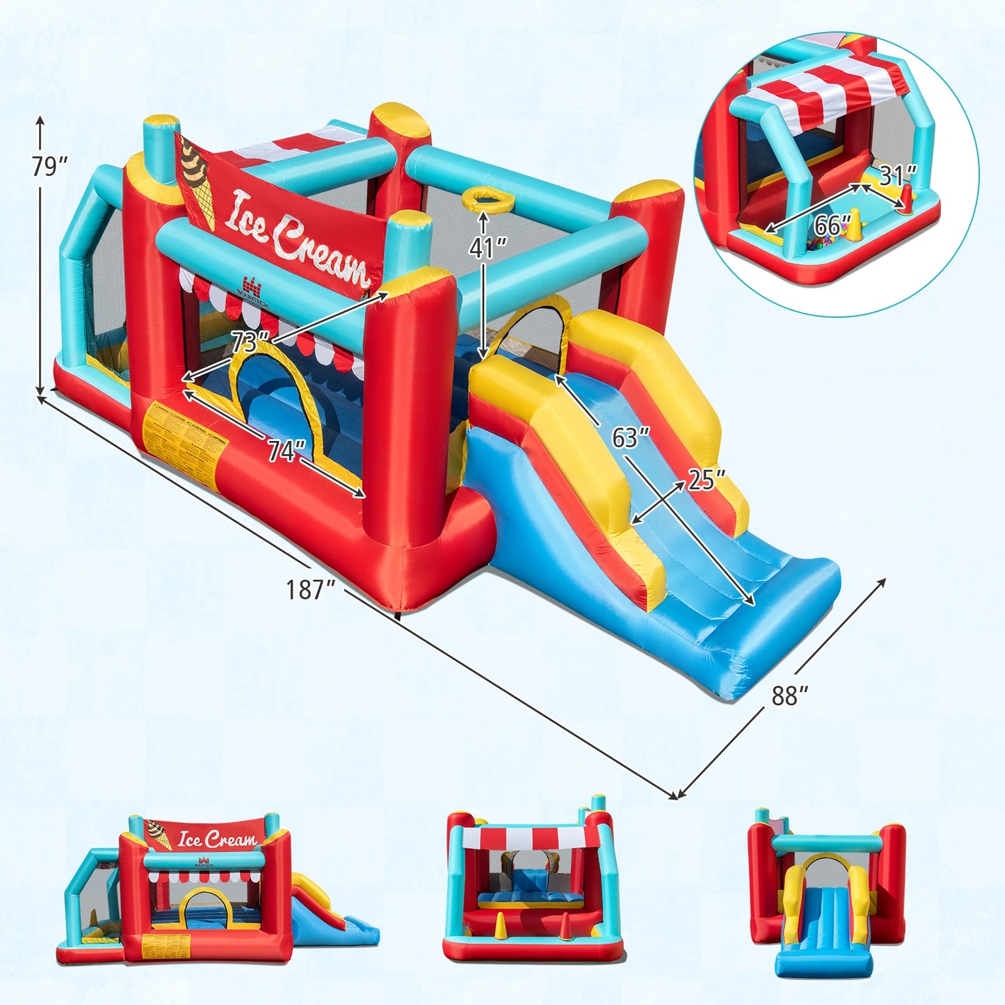 5-in-1 Inflatable Bounce House Blower Not Included