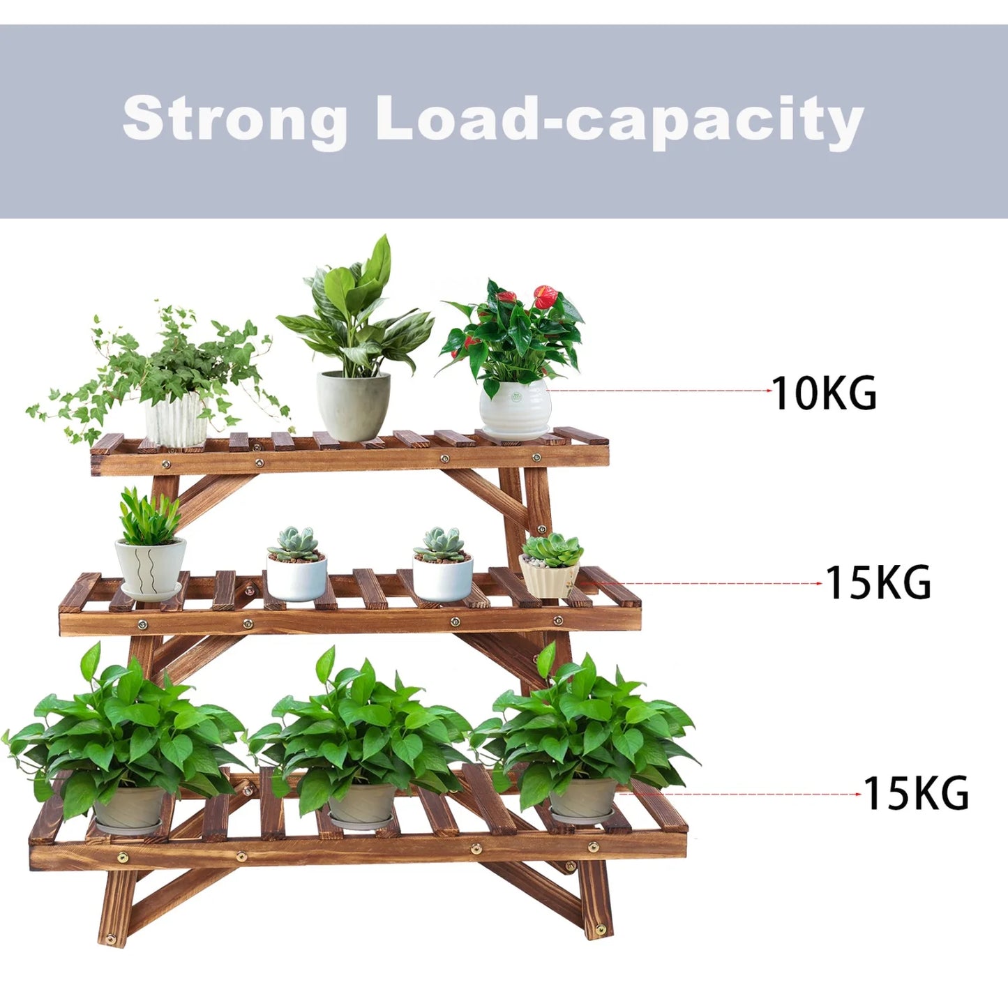 3 Tier Ladder Shelf Wood Plant Stand