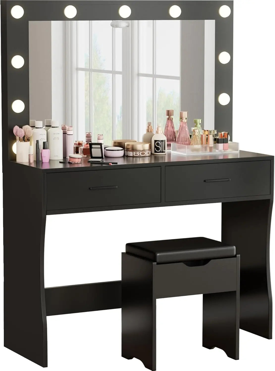 Vanity Desk Set With Large Lighted Mirror