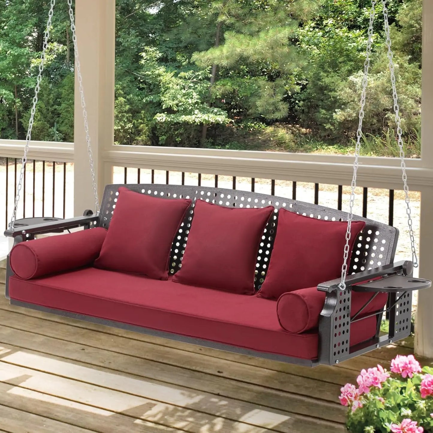 3 Seat Porch Swing with Cup Holders