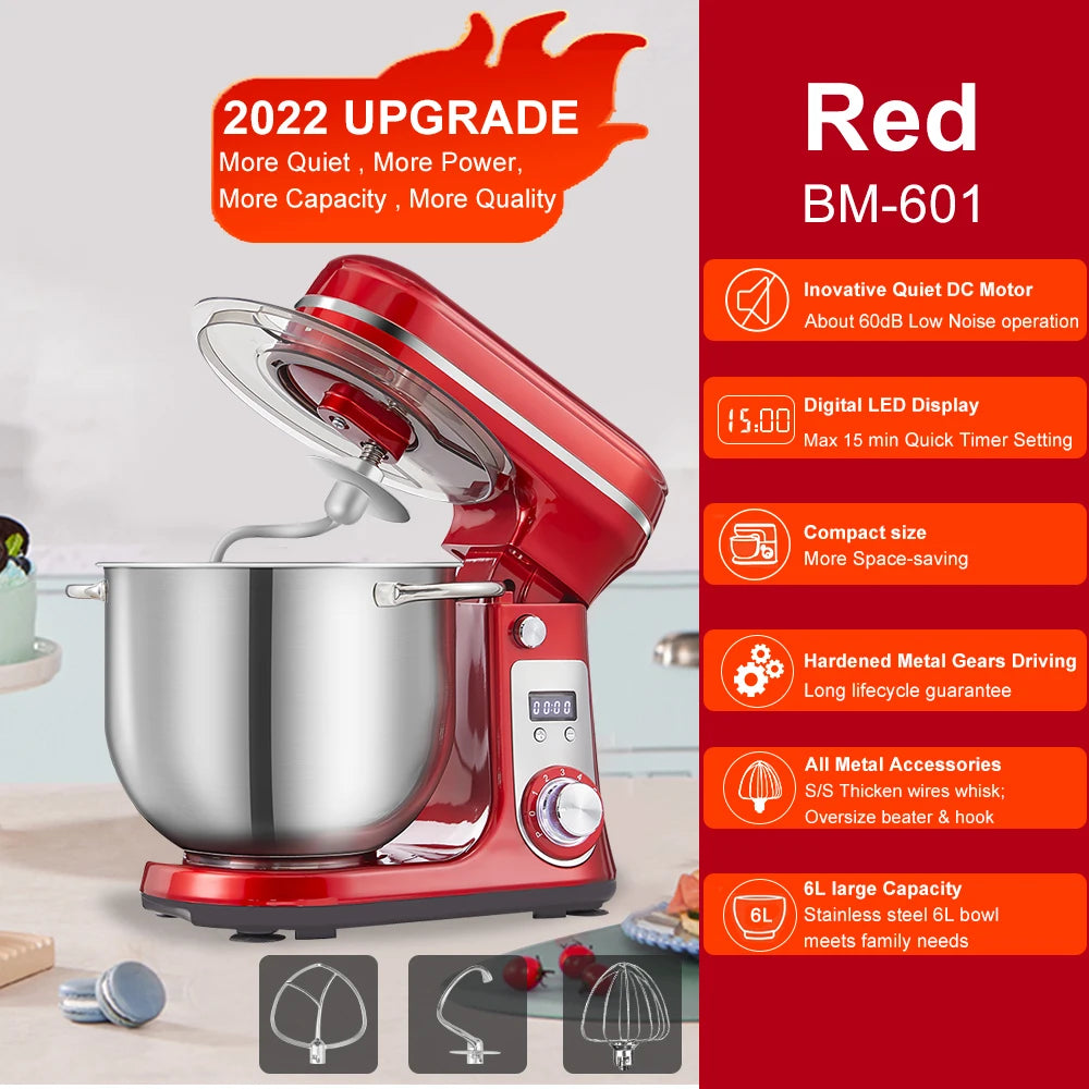 6-Speed Kitchen Stand Mixer with Dough Kneader
