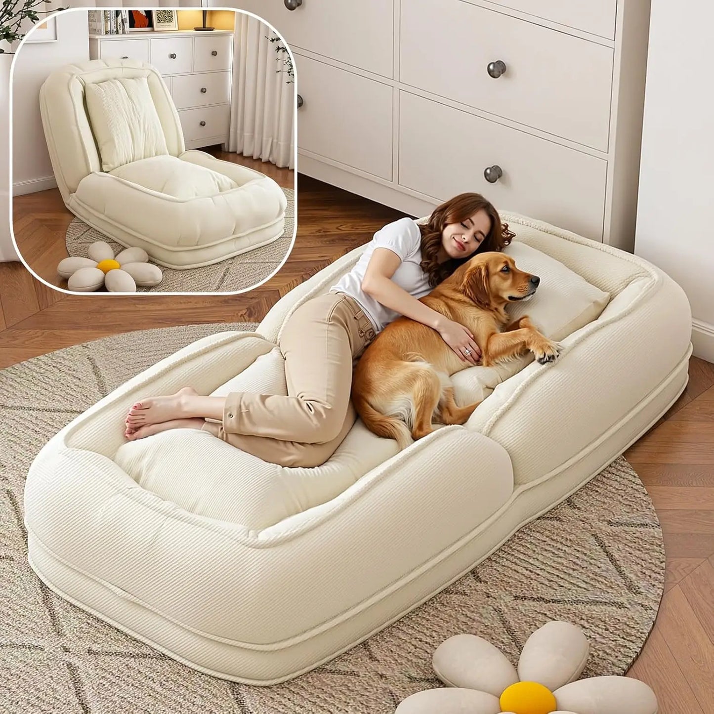 Foldable 5 Positions Adjustable Backrest Sofa Bed