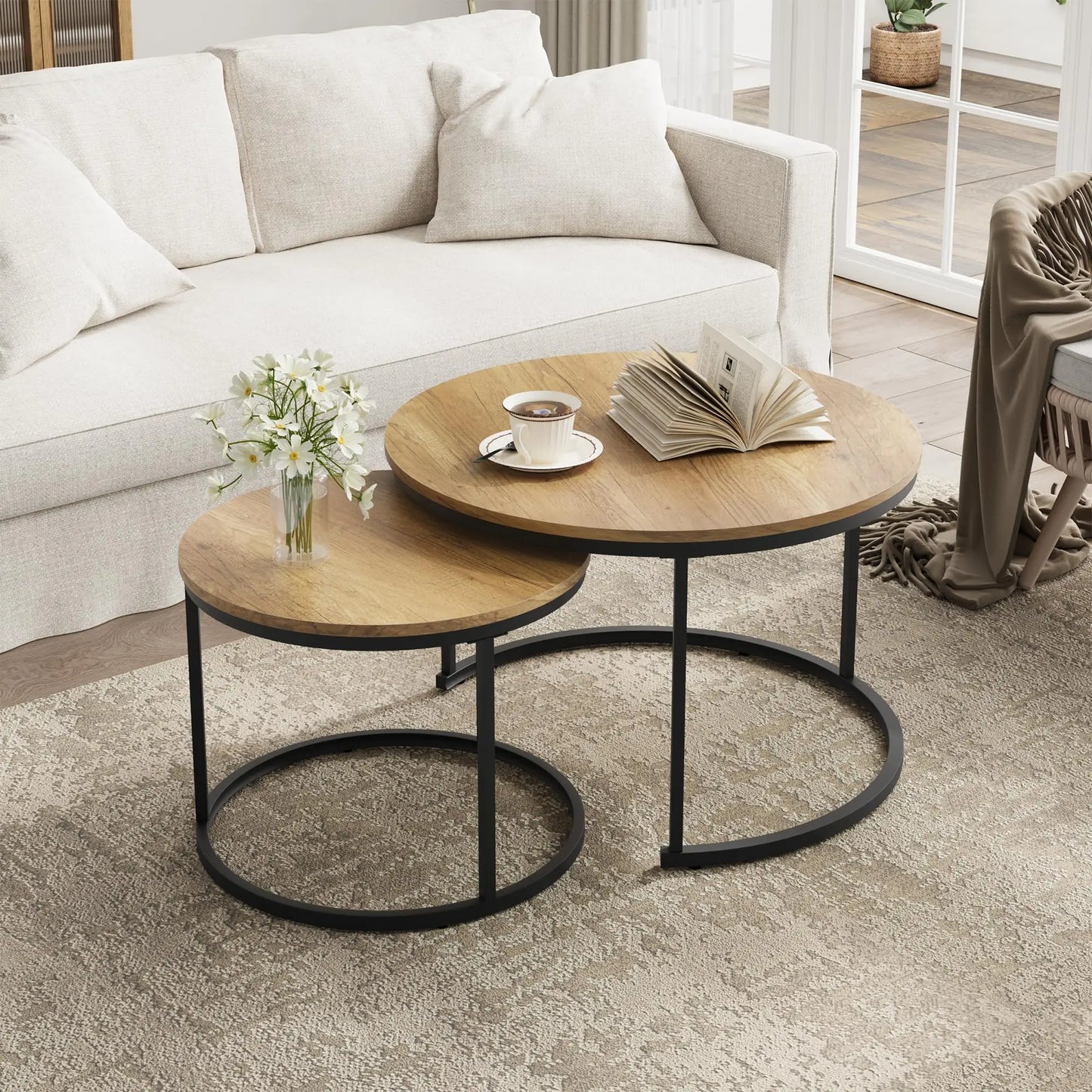 Set Of Two Round Nesting Coffee Tables