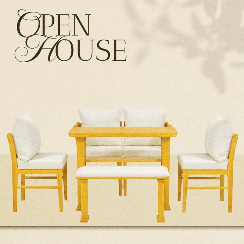 Compact Solid Wood Kitchen Nook Dining Set