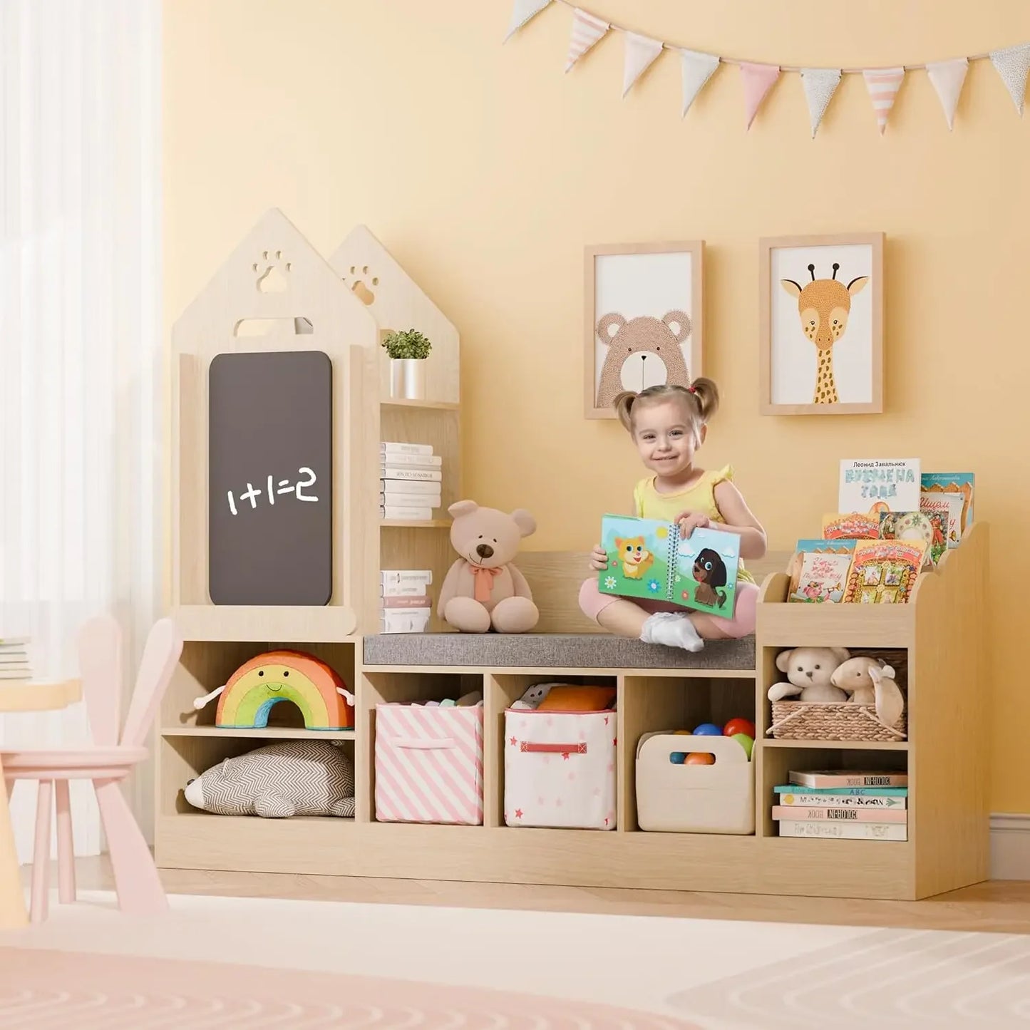 Kids Bookshelf with Reading Nook