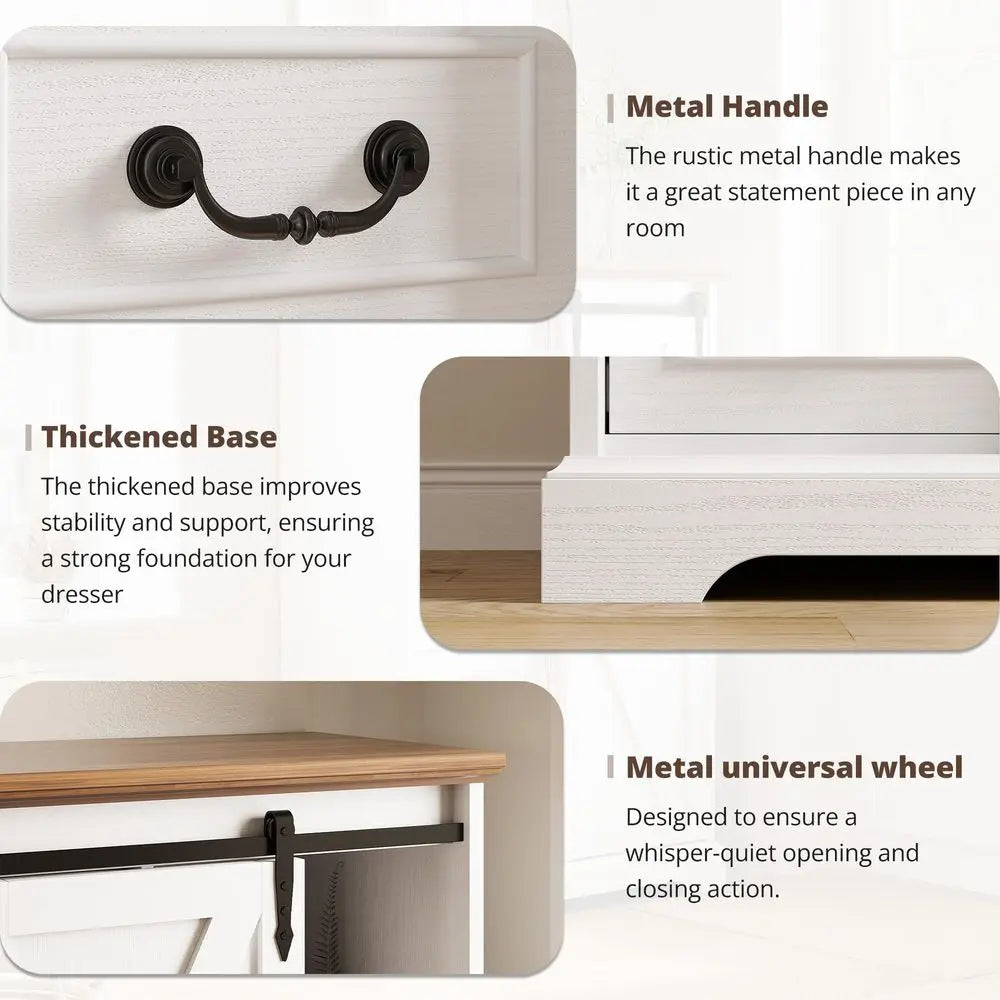 5 Drawers Farmhouse Dressers with Sliding Barn