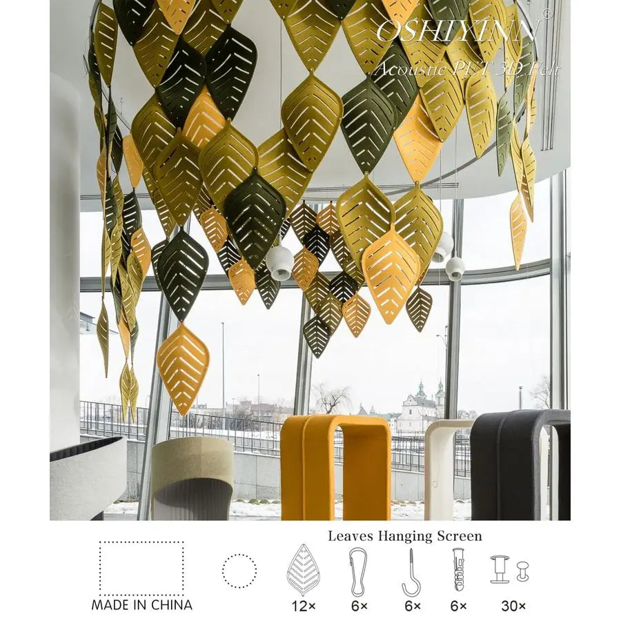 12Pc Set Leaf Shaped Felt Screen Divider/Hanging