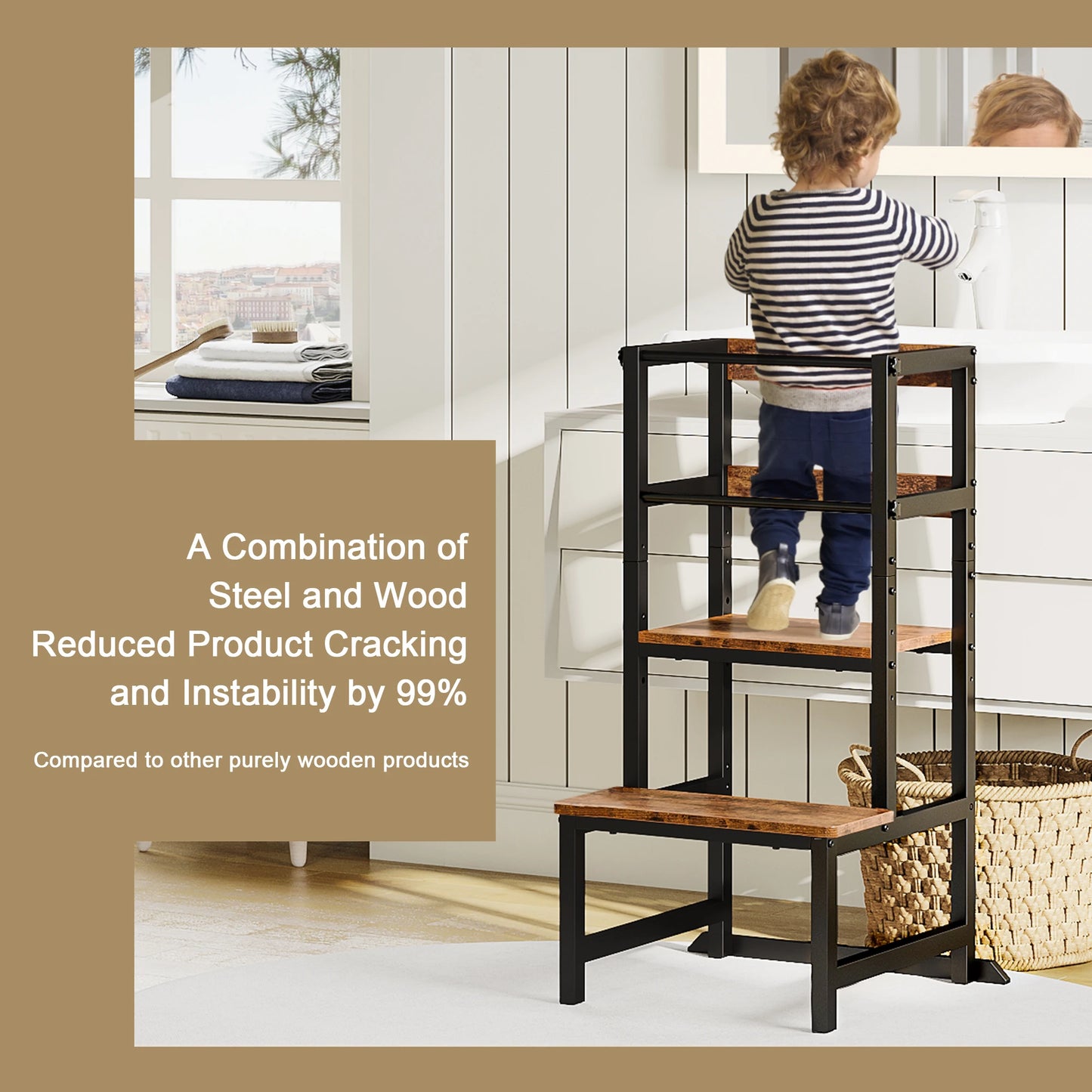 Toddler Kitchen Adjustable Height Step Stool