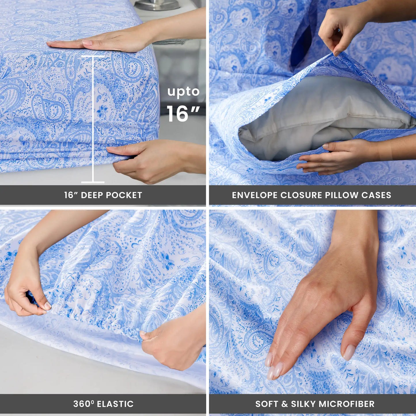 4-Piece Paisley Bed Sheet Set