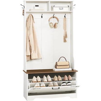 Entryway Bench with Coat Rack