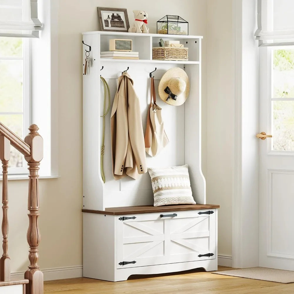 Entryway Bench with Coat Rack