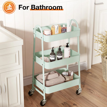 3 Tier Metal Rolling Cart