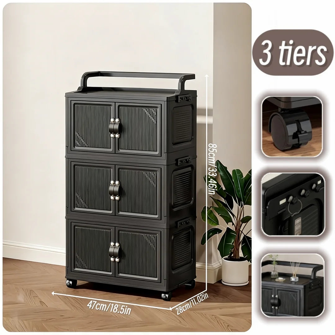 3/4/5 Tier Foldable Storage Cabinet with Wheels