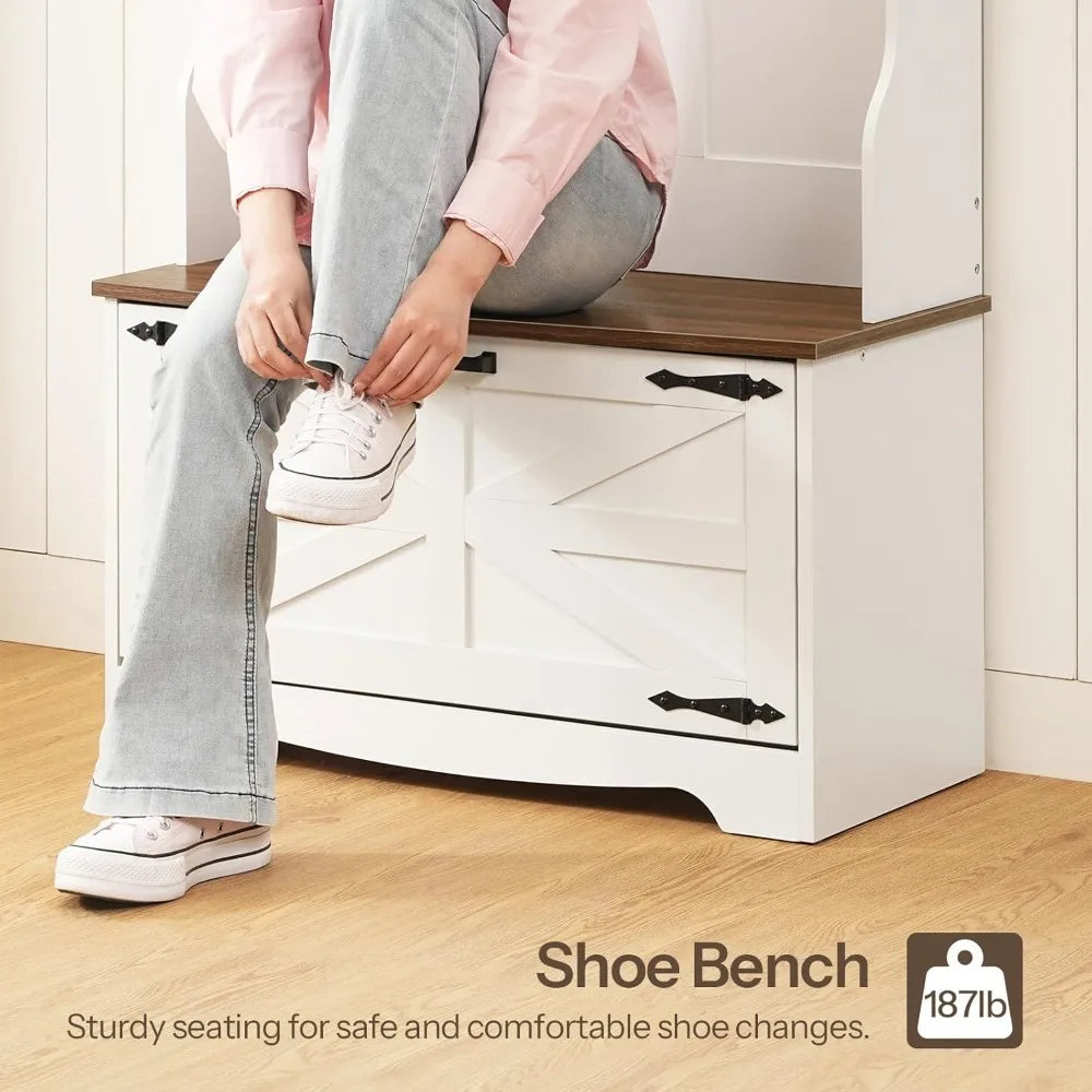 Entryway Bench with Coat Rack