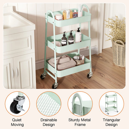 3 Tier Metal Rolling Cart