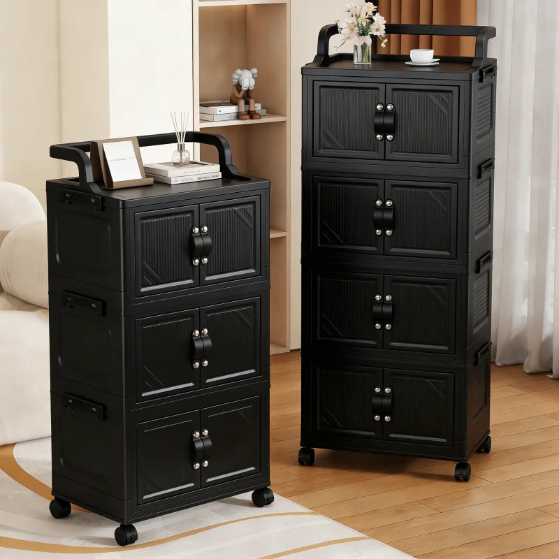 3/4/5 Tier Foldable Storage Cabinet with Wheels