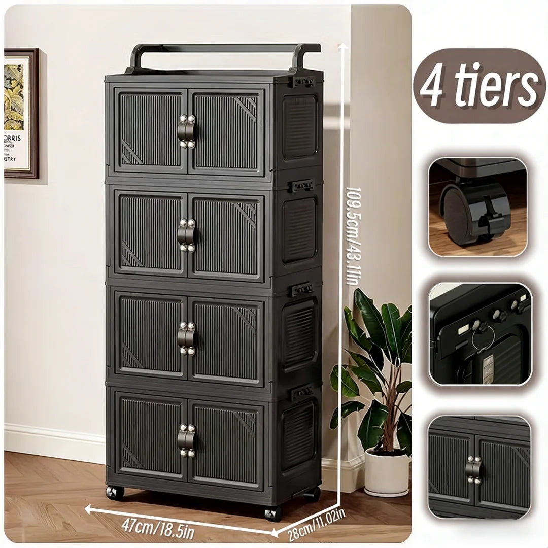 3/4/5 Tier Foldable Storage Cabinet with Wheels