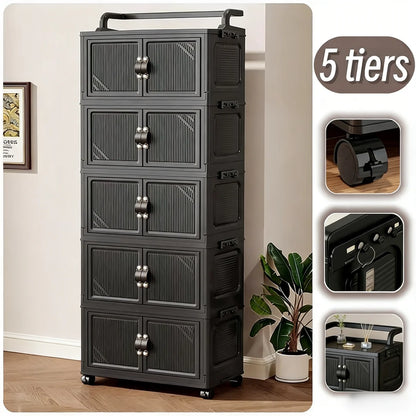 3/4/5 Tier Foldable Storage Cabinet with Wheels