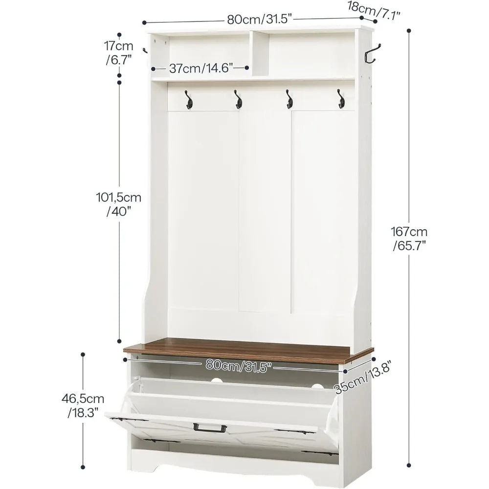 Entryway Bench with Coat Rack