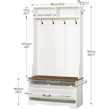 Entryway Bench with Coat Rack