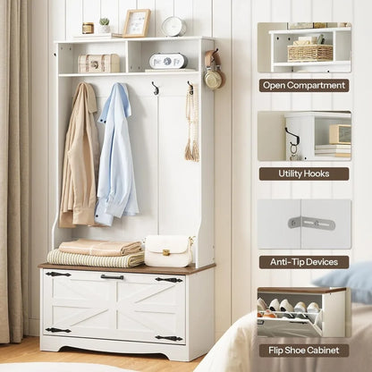 Entryway Bench with Coat Rack