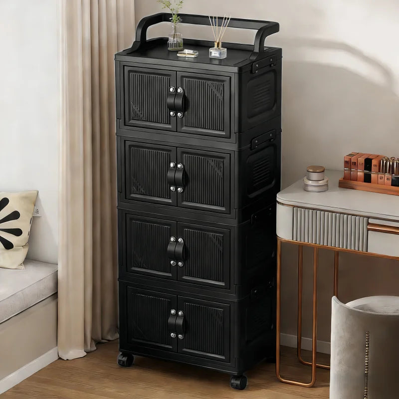 3/4/5 Tier Foldable Storage Cabinet with Wheels