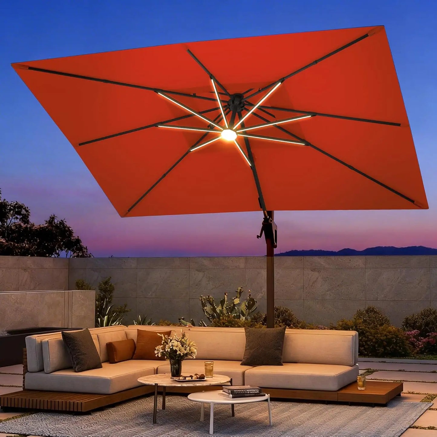 9 X 12 FT Umbrella with Led Lights and Base