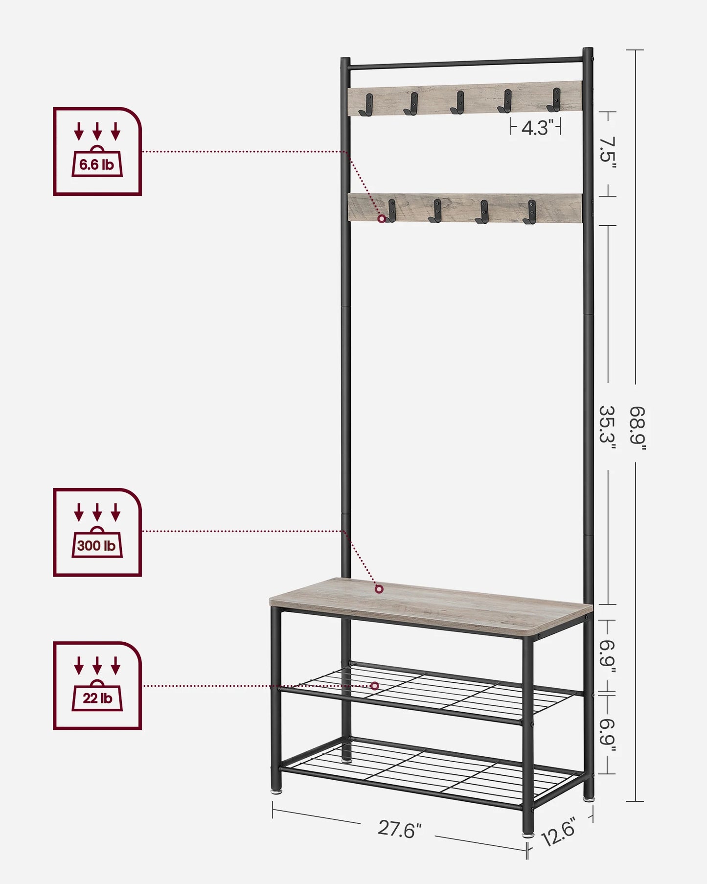 Coat Rack with Shoe Storage
