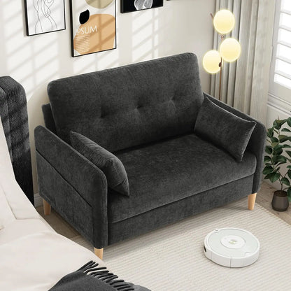 Chenille Loveseat w/ Throw Pillow & Removable Cover