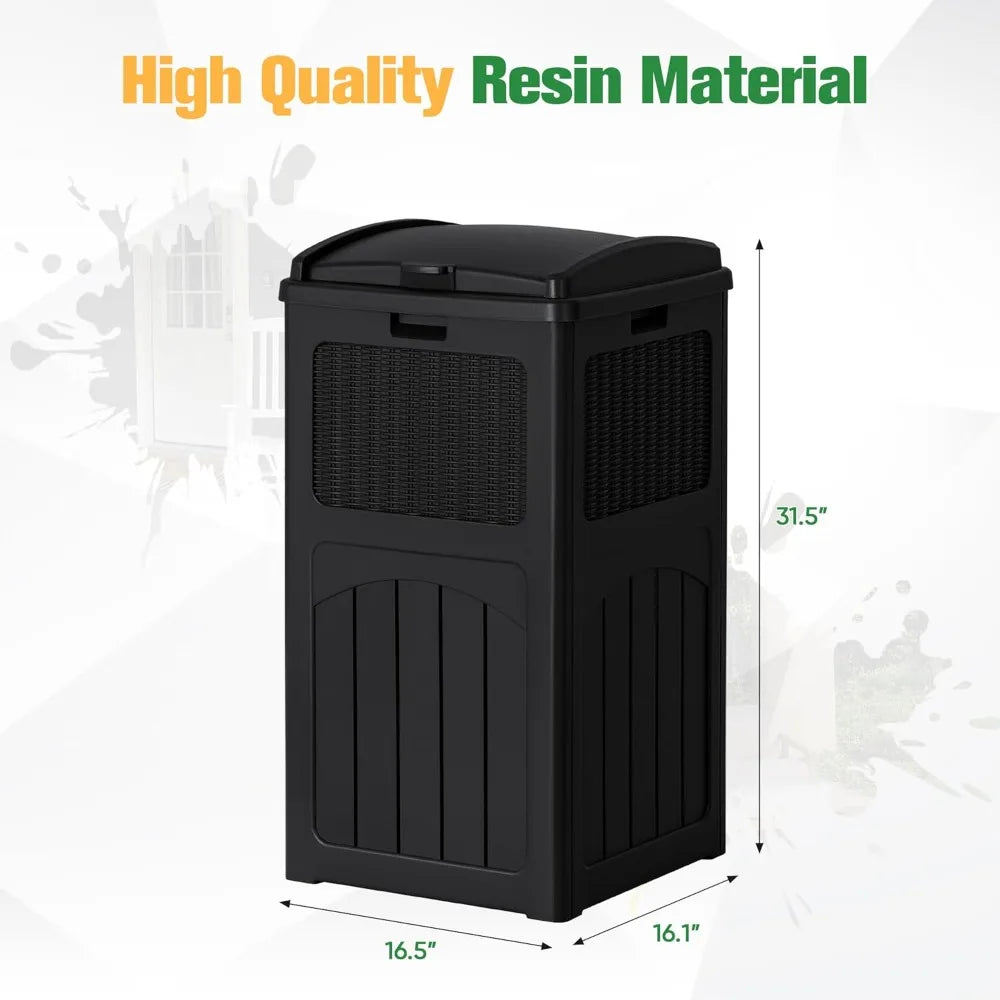 30 Gallon Resin Outdoor Garbage Can with Lid