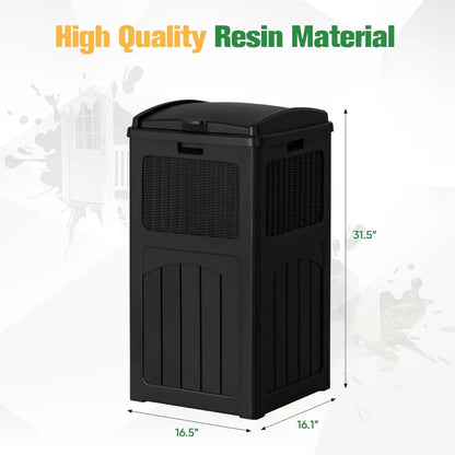 30 Gallon Resin Outdoor Garbage Can with Lid
