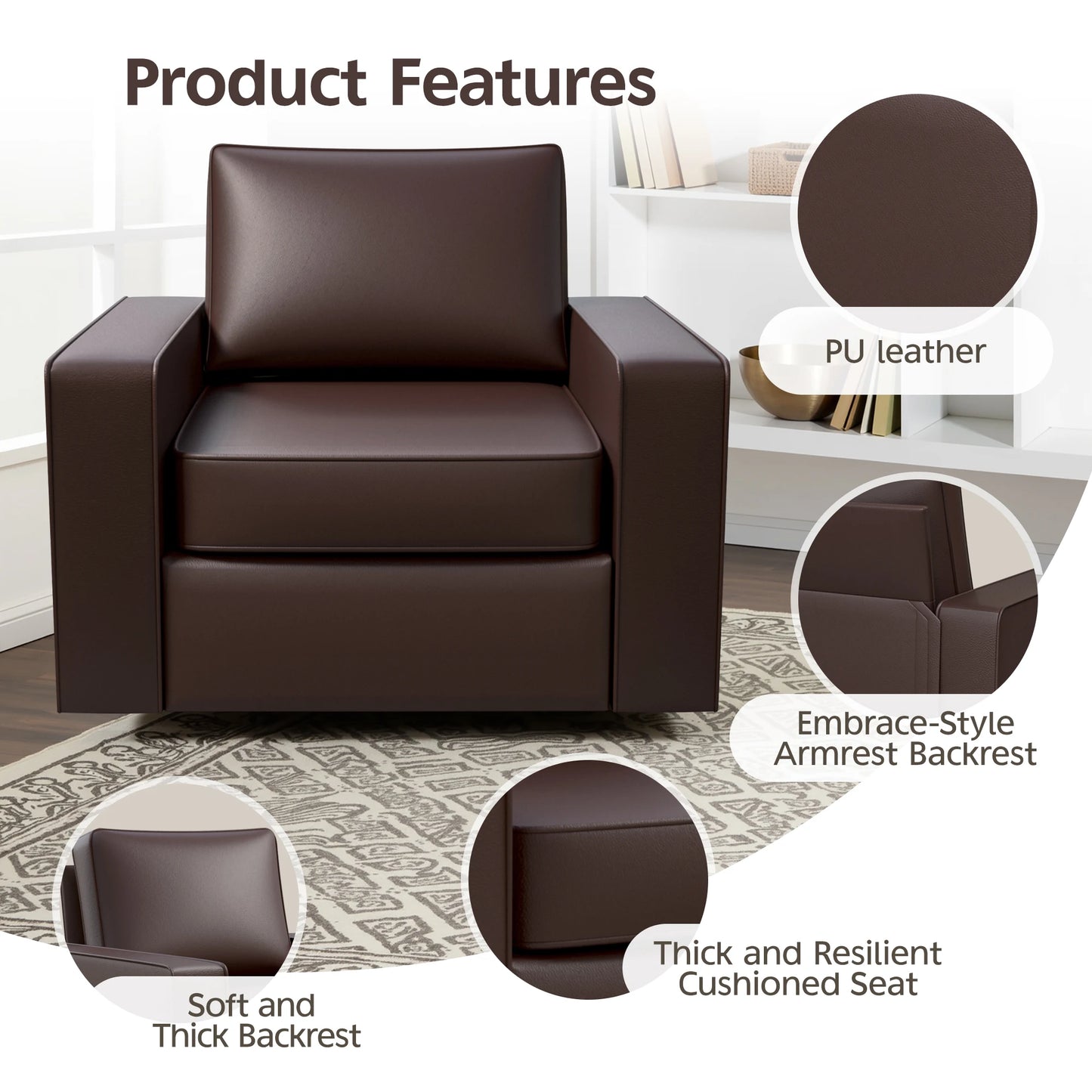 360° Swivel Accent Chair with Deep Seat