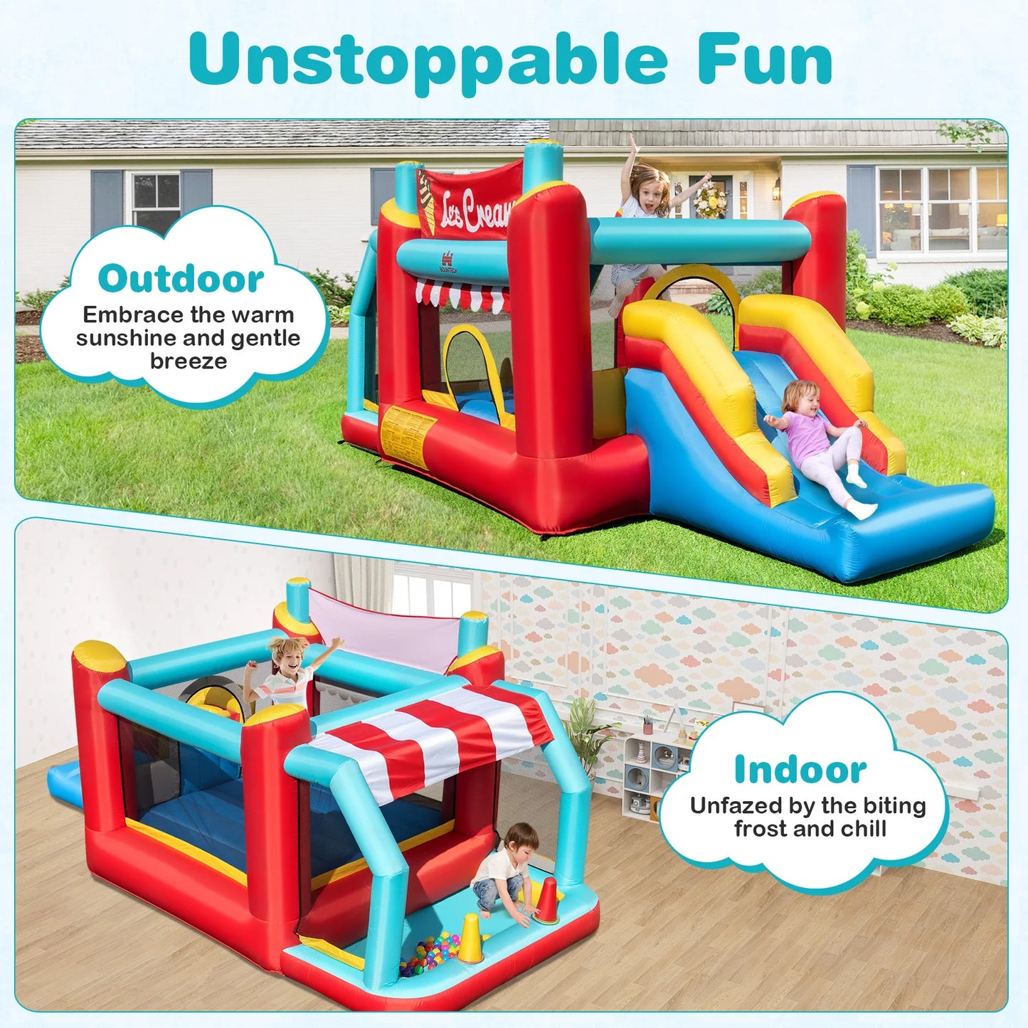 5-in-1 Inflatable Bounce House Blower Not Included