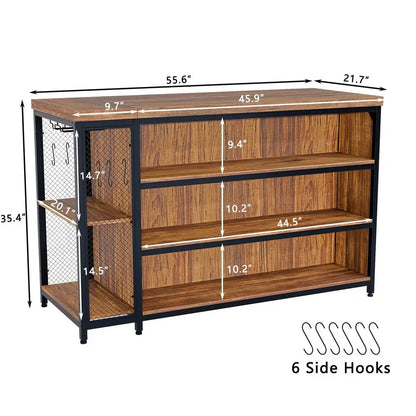 Farmhouse Kitchen Island with Seating and Shelves