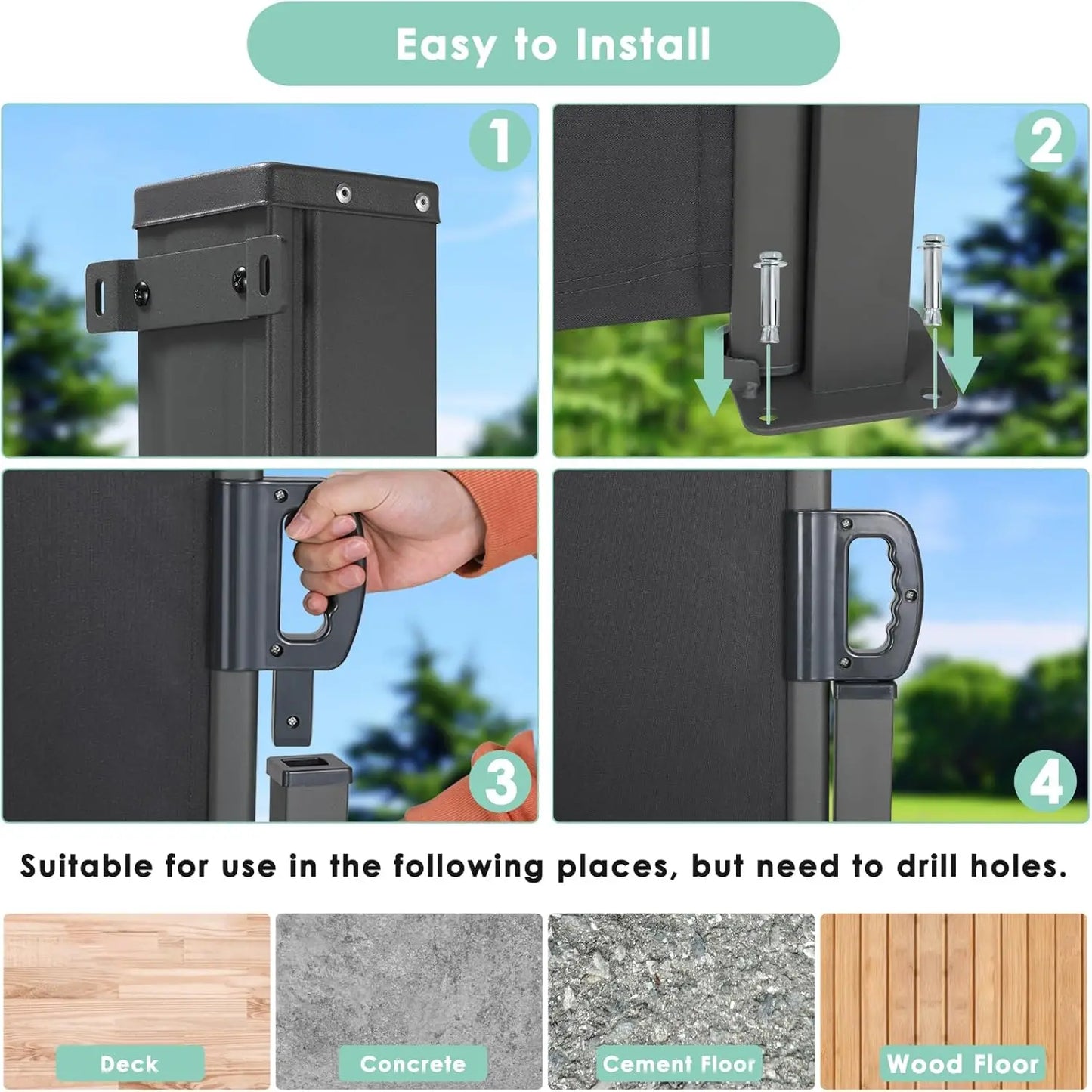 Retractable Side Awning Full Aluminum Rust-Proof