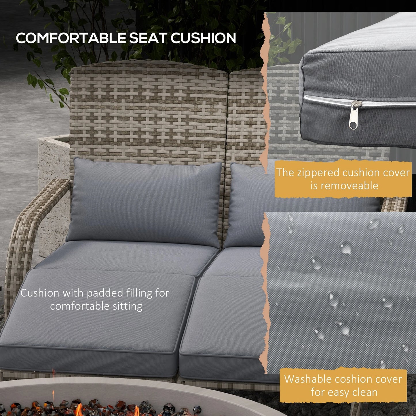 Wicker Adirondack Chair with Cushions for 2