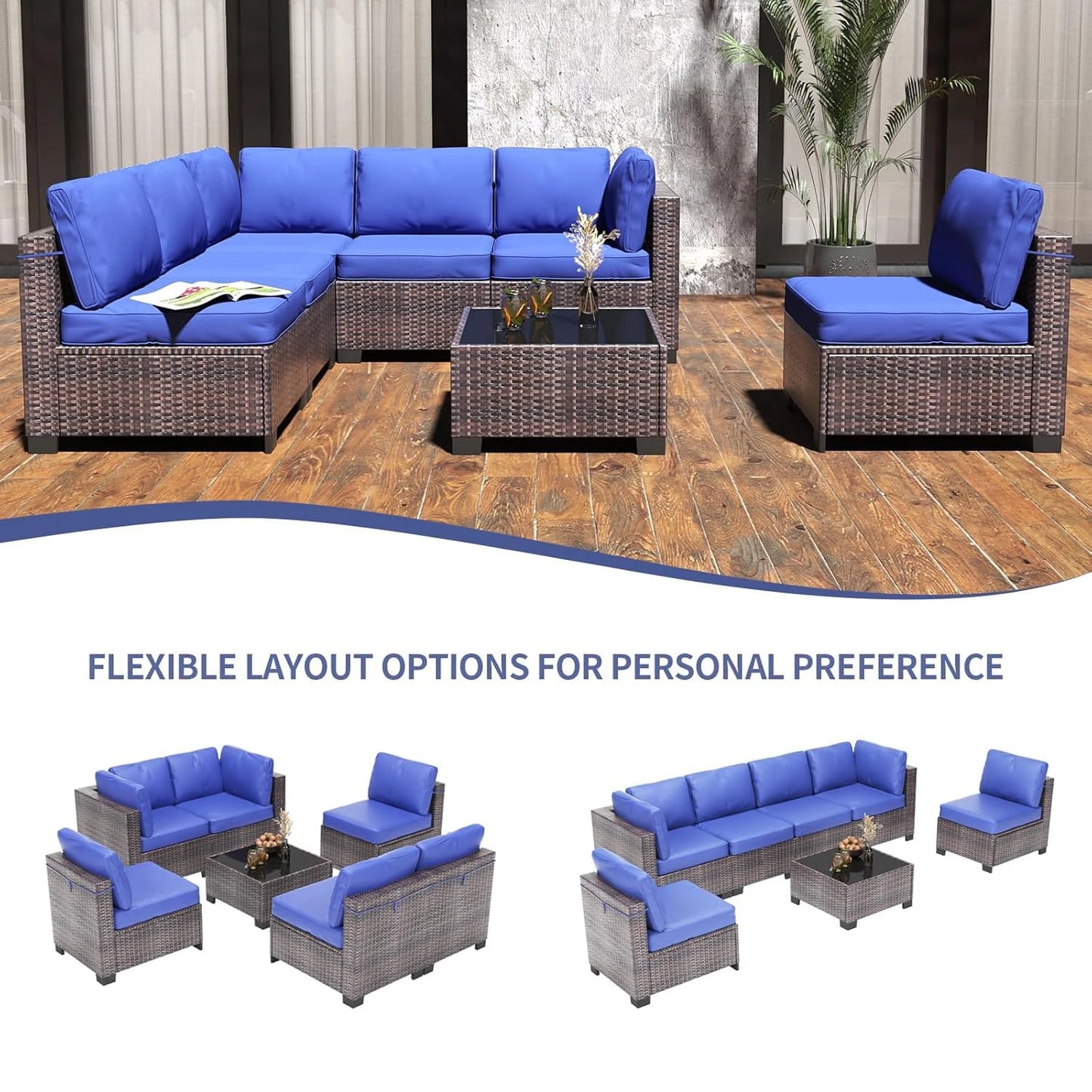 7-Piece Modular Outdoor Wicker Set