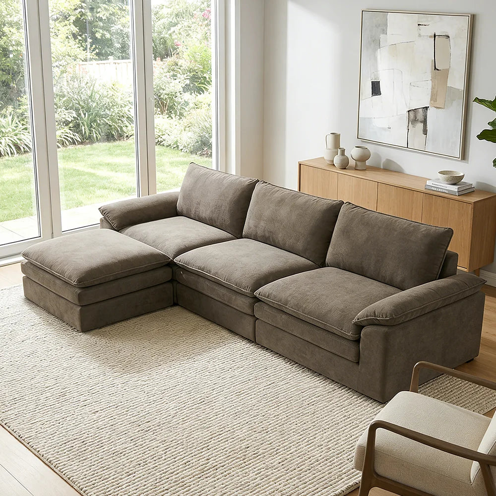 Boneless L-Shape Modular Corduroy Sectional Couch