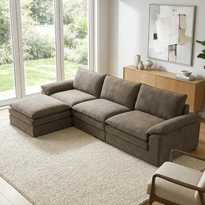 Boneless L-Shape Modular Corduroy Sectional Couch