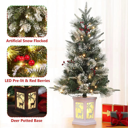 3FT Flocked Christmas Tree with LED Lights