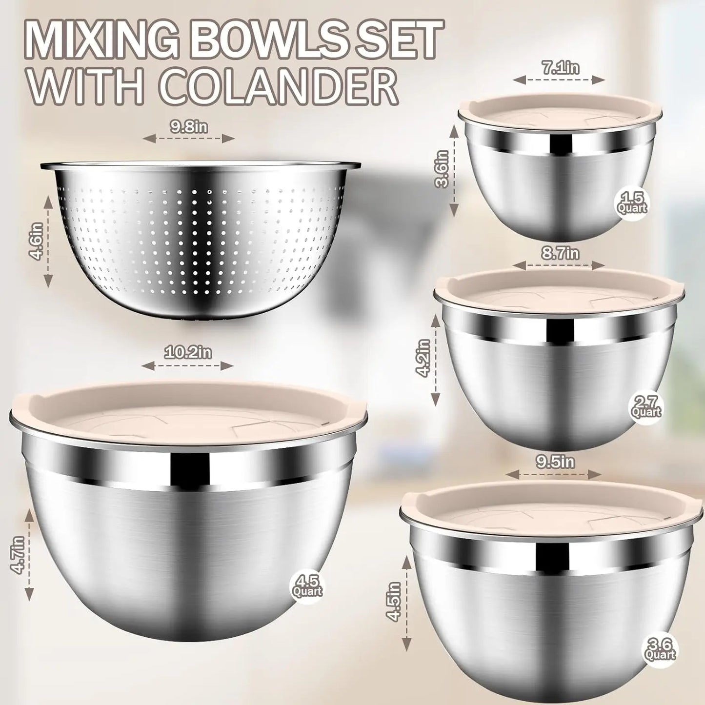 Stainless Steel Mixing Bowls with Lids