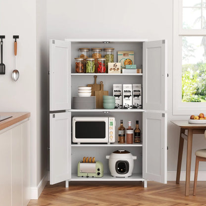 43" Wooden Pantry Adjustable Shelf with 4 Doors