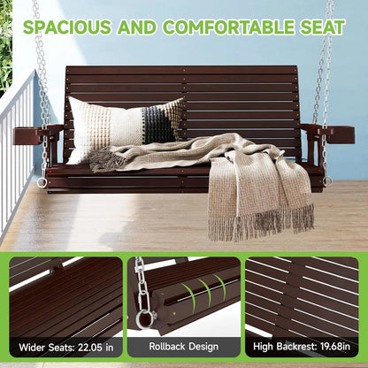 Wooden 2-Seater Hanging  Front Porch Swing
