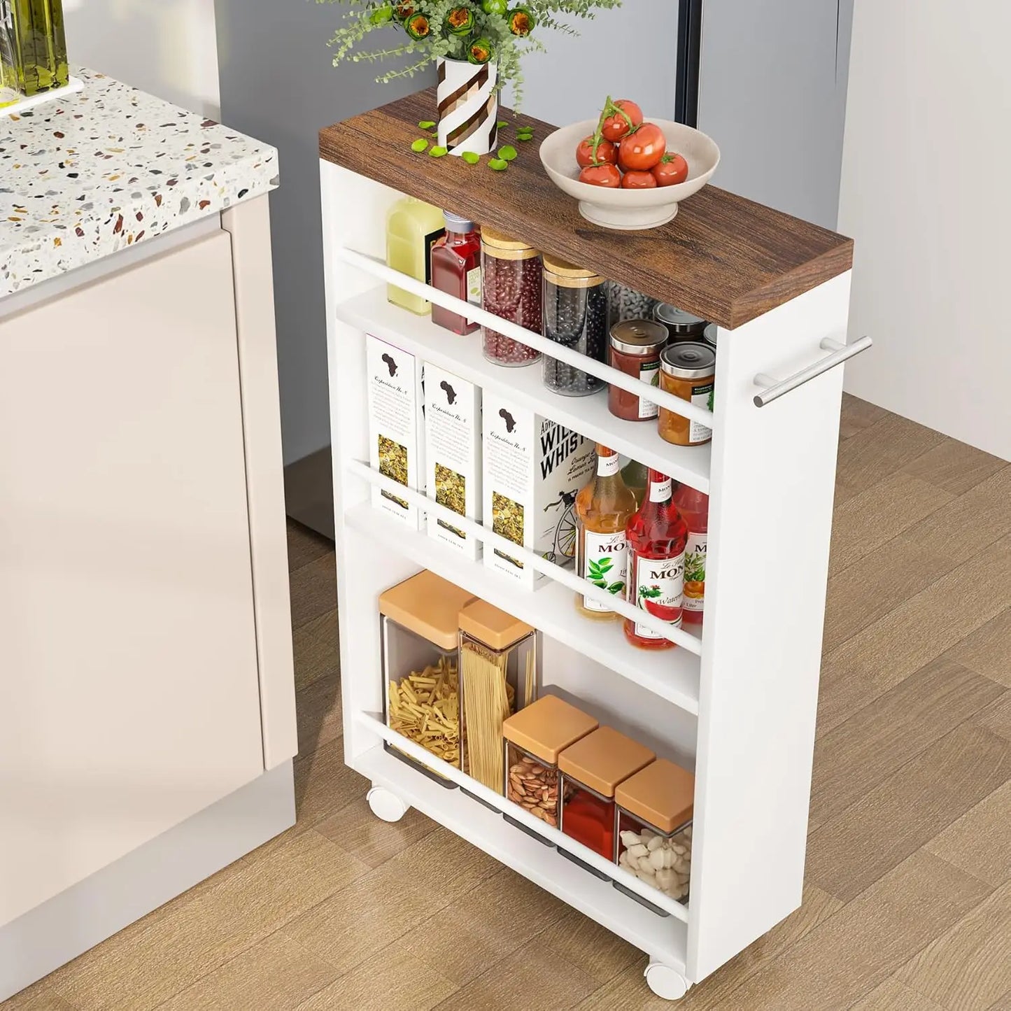4-Tier Slim Storage Cart with Handle