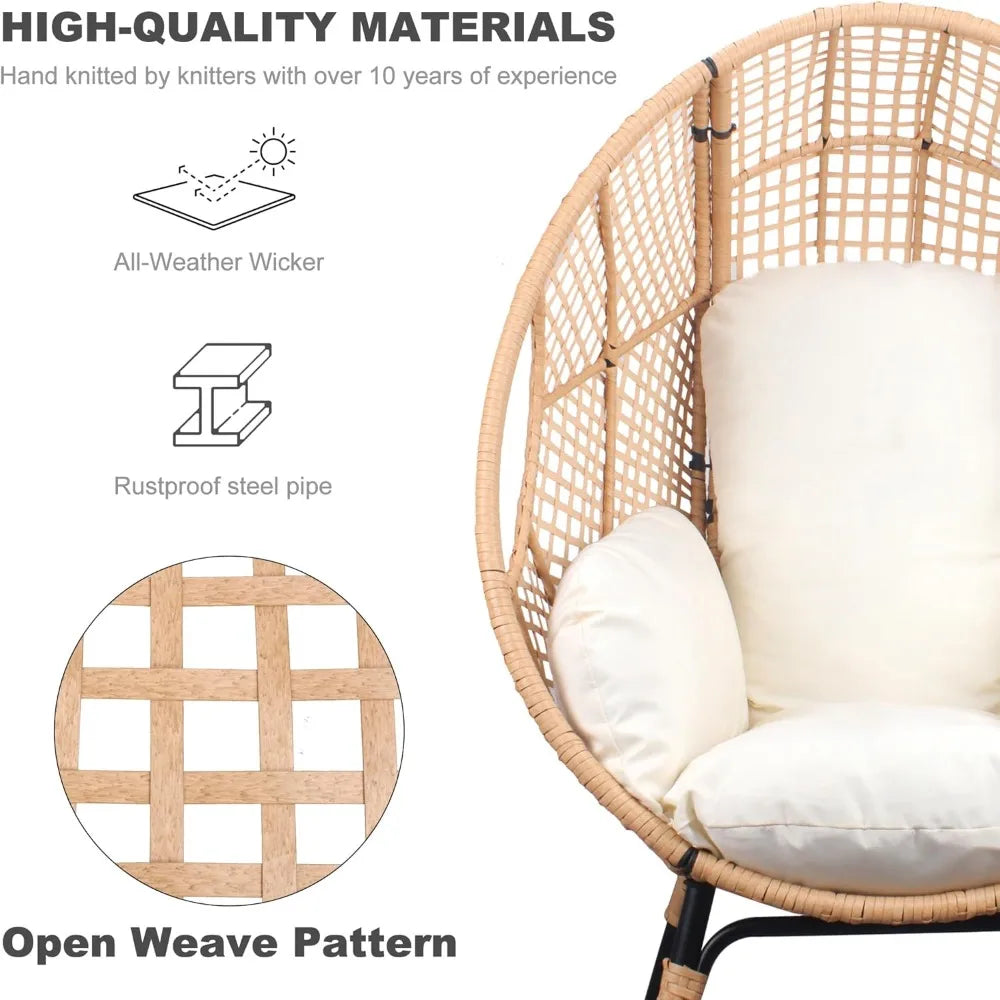 2 Pcs Wicker Egg Chair with Cushion