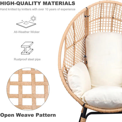 2 Pcs Wicker Egg Chair with Cushion