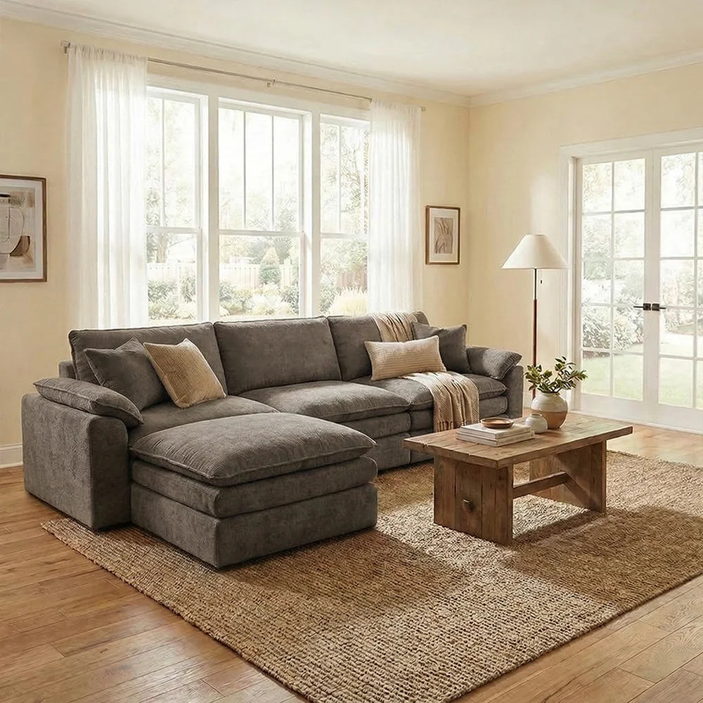 Boneless L-Shape Modular Corduroy Sectional Couch