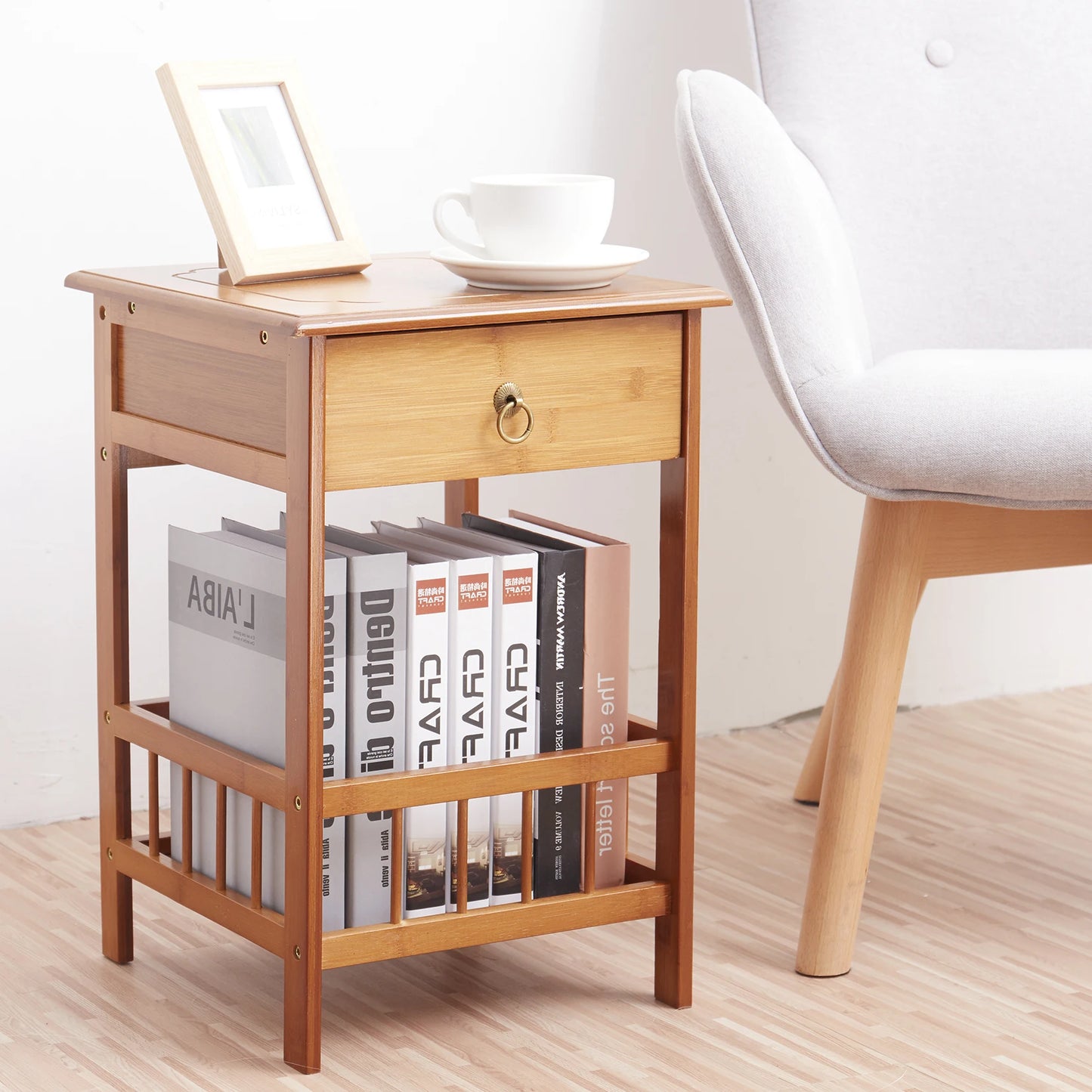 Bamboo Bedside Table  with Drawer