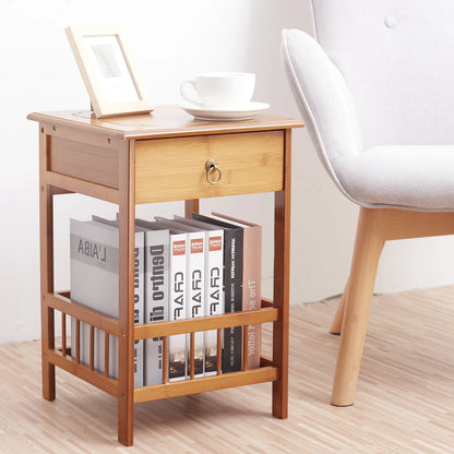 Bamboo Bedside Table  with Drawer
