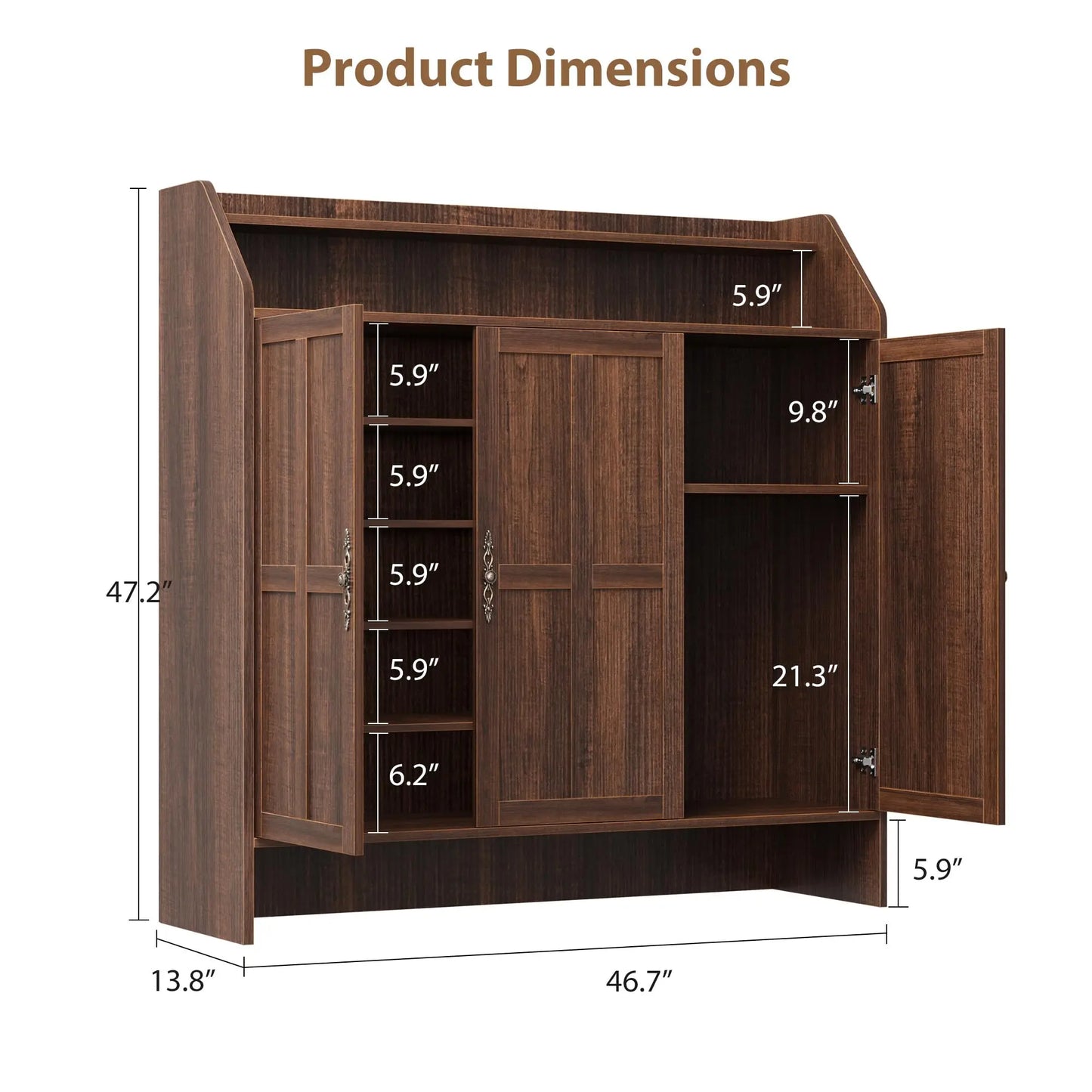 Farmhouse 5-Tier Shoe Cabinet With 3 Doors